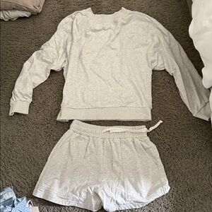 Gray Sweatshirt and Shorts Set